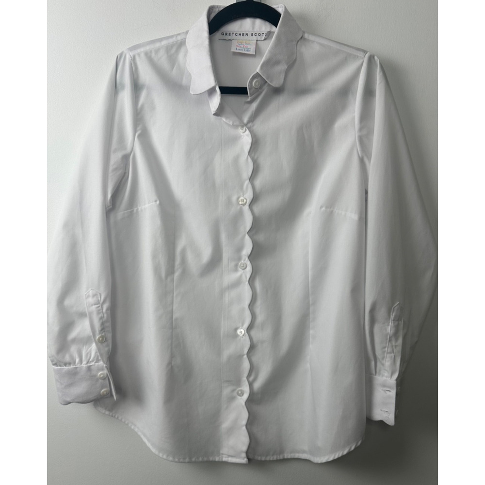 Gretchen Scott Blouse M/L Womens White Basic Shirt Button Casual Solid Button E3